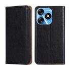 For Tecno Spark 10 4G Gloss Oil Solid Color Magnetic Leather Phone Case(Black) - 1