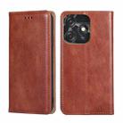 For Tecno Spark 10C Gloss Oil Solid Color Magnetic Leather Phone Case(Brown) - 1