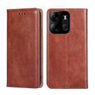 For Tecno Spark GO 2023 Gloss Oil Solid Color Magnetic Leather Phone Case(Brown) - 1