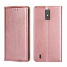 For ZTE Blade A32 Gloss Oil Solid Color Magnetic Leather Phone Case(Rose Gold) - 1