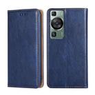 For Huawei P60 / P60 Pro Gloss Oil Solid Color Magnetic Leather Phone Case(Blue) - 1