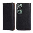 For Huawei P60 / P60 Pro Gloss Oil Solid Color Magnetic Leather Phone Case(Black) - 1