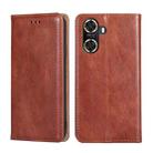 For Huawei Enjoy 60 Gloss Oil Solid Color Magnetic Leather Phone Case(Brown) - 1