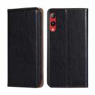 For Rakuten Hand 4G Gloss Oil Solid Color Magnetic Leather Phone Case(Black) - 1