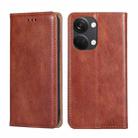 For OnePlus Ace 2V 5G Gloss Oil Solid Color Magnetic Leather Phone Case(Brown) - 1