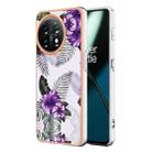 For OnePlus 11 Electroplating IMD TPU Phone Case(Purple Flower) - 1