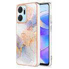 For Honor X7a Electroplating IMD TPU Phone Case(White Marble) - 1