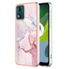 For Motorola Moto E13 Electroplating Marble Dual-side IMD Phone Case(Rose Gold 005) - 1