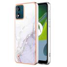 For Motorola Moto E13 Electroplating Marble Dual-side IMD Phone Case(White 006) - 1