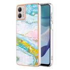 For Motorola Moto G53 Electroplating Marble Dual-side IMD Phone Case(Green 004) - 1