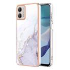 For Motorola Moto G53 Electroplating Marble Dual-side IMD Phone Case(White 006) - 1