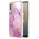 For Nokia C31 Electroplating Marble Dual-side IMD Phone Case(Purple 001) - 1