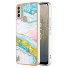 For Nokia C31 Electroplating Marble Dual-side IMD Phone Case(Green 004) - 1