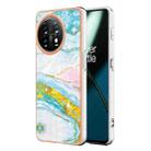 For OnePlus 11 Electroplating Marble Dual-side IMD Phone Case(Green 004) - 1