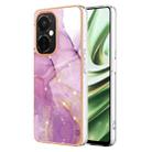 For OnePlus Nord CE 3 5G Electroplating Marble Dual-side IMD Phone Case(Purple 001) - 1