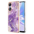 For OPPO A78/A58 Electroplating Marble Dual-side IMD Phone Case(Purple 002) - 1
