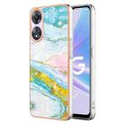 For OPPO A78/A58 Electroplating Marble Dual-side IMD Phone Case(Green 004) - 1