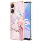 For OPPO A78/A58 Electroplating Marble Dual-side IMD Phone Case(Rose Gold 005) - 1