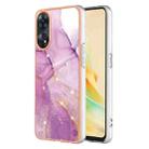 For OPPO Reno8 T 4G Electroplating Marble Dual-side IMD Phone Case(Purple 001) - 1