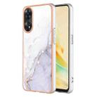 For OPPO Reno8 T 4G Electroplating Marble Dual-side IMD Phone Case(White 006) - 1