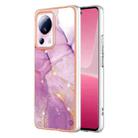 For Xiaomi 13 Lite 5G Electroplating Marble Dual-side IMD Phone Case(Purple 001) - 1