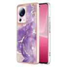 For Xiaomi 13 Lite 5G Electroplating Marble Dual-side IMD Phone Case(Purple 002) - 1
