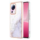 For Xiaomi 13 Lite 5G Electroplating Marble Dual-side IMD Phone Case(White 006) - 1