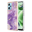 Electroplating Marble Dual-side IMD Phone Case For Xiaomi Redmi Note 12 5G Global/Note 12 5G China/Poco X5 5G(Purple 002) - 1