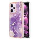 Electroplating Marble Dual-side IMD Phone Case For Xiaomi Redmi Note 12 Pro 5G Global/Note 12 Pro 5G China/Poco X5 Pro 5G/Note 12 Pro Speed(Purple 002) - 1