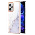 For Xiaomi Redmi Note 12 Pro+ 5G Global Electroplating Marble Dual-side IMD Phone Case(White 006) - 1