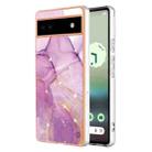 For Google Pixel 6a Electroplating Marble Dual-side IMD Phone Case(Purple 001) - 1