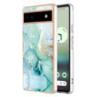 For Google Pixel 6a Electroplating Marble Dual-side IMD Phone Case(Green 003) - 1