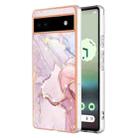 For Google Pixel 6a Electroplating Marble Dual-side IMD Phone Case(Rose Gold 005) - 1