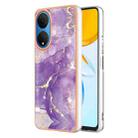 For Honor X7 Electroplating Marble Dual-side IMD Phone Case(Purple 002) - 1