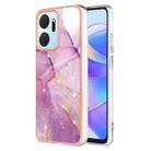 For Honor X7a Electroplating Marble Dual-side IMD Phone Case(Purple 001) - 1