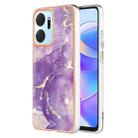 For Honor X7a Electroplating Marble Dual-side IMD Phone Case(Purple 002) - 1