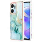 For Honor X7a Electroplating Marble Dual-side IMD Phone Case(Green 003) - 1