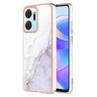 For Honor X7a Electroplating Marble Dual-side IMD Phone Case(White 006) - 1