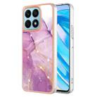 For Honor X8a Electroplating Marble Dual-side IMD Phone Case(Purple 001) - 1