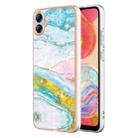 For Samsung Galaxy A04e Electroplating Marble Dual-side IMD Phone Case(Green 004) - 1