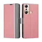 For Infinix Hot 20i Twill Texture Side Buckle Leather Phone Case(Pink) - 1