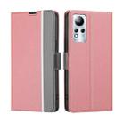 For Infinix Note 11 Twill Texture Side Buckle Leather Phone Case(Pink) - 1