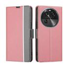 For OPPO Find X6 5G Twill Texture Side Buckle Leather Phone Case(Pink) - 1