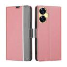 For Realme C55 4G Twill Texture Side Buckle Leather Phone Case(Pink) - 1