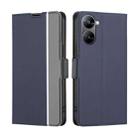 For Realme V30 5G / V30T Twill Texture Side Buckle Leather Phone Case(Blue) - 1