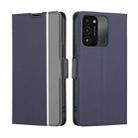 For Tecno Spark 8C Twill Texture Side Buckle Leather Phone Case(Blue) - 1