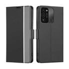 For Tecno Spark 8C Twill Texture Side Buckle Leather Phone Case(Black) - 1