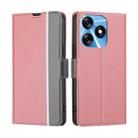 For Tecno Spark 10 4G Twill Texture Side Buckle Leather Phone Case(Pink) - 1