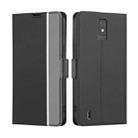 For ZTE Blade A32 Twill Texture Side Buckle Leather Phone Case(Black) - 1