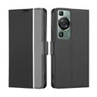 For Huawei P60 / P60 Pro Twill Texture Side Buckle Leather Phone Case(Black) - 1